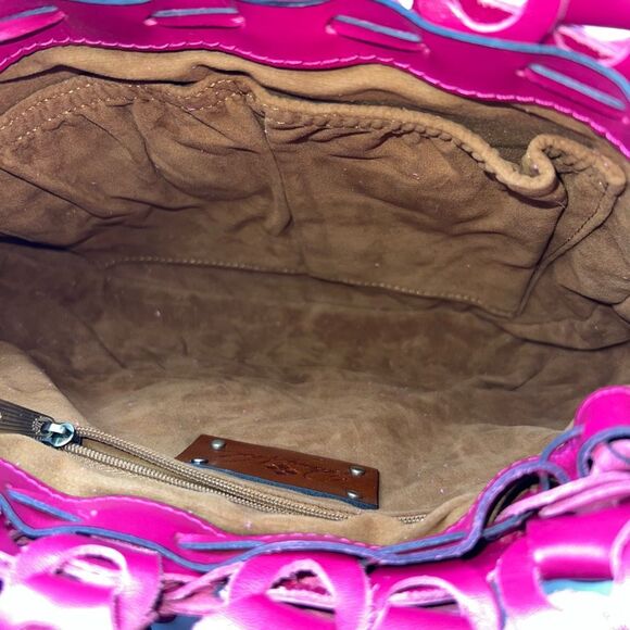 Patricia Nash RARE Ticci Woven Leather Chain Link Convertible Crossbody Bag in F - Picture 7 of 11